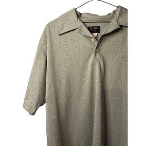 VTG BC-Ethic Men Medium Polo Shirt Geometric Preppy Beige USA Custom Fit Classic